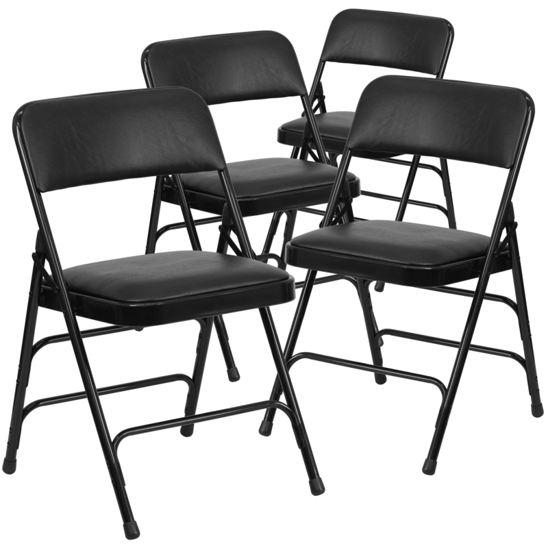Oliverson Curved Triple Braced & Double Hinged Metal Folding Chair (Set of 4)