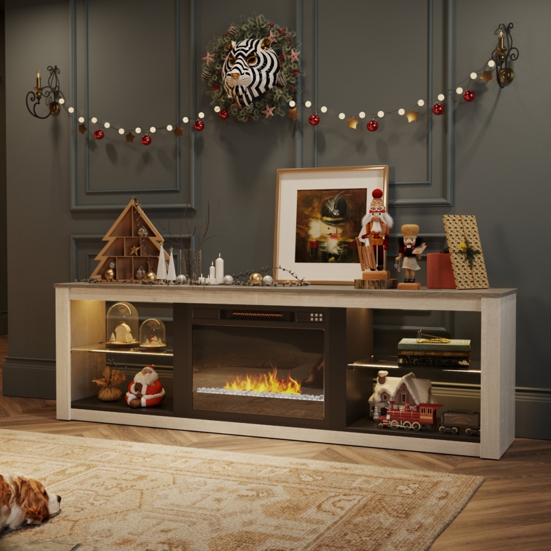 Ornelas 70" TV Stand for TVs up to 75-inch TV with Fireplace Included
