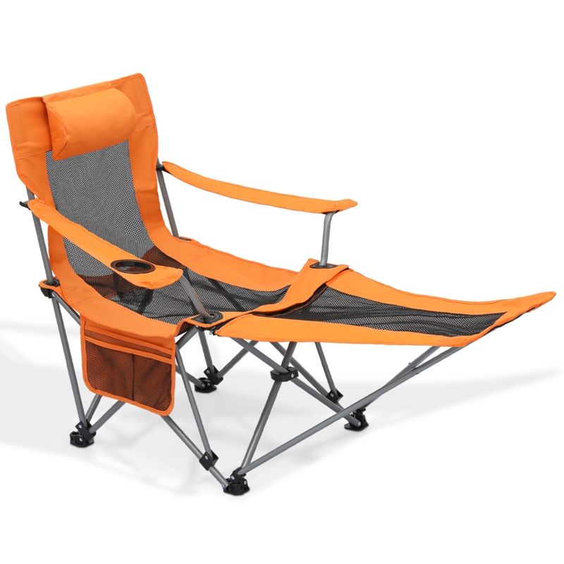 Othel Portable Folding Camping Chair with Elongated Footrest