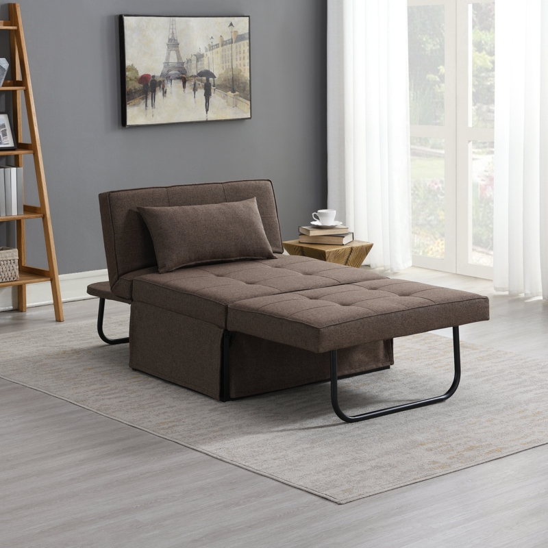Ottoman Chair Bed 4-in-1 Converts into Sofa Bed Sleeper Chair, Adjustable Headrest, Living Room