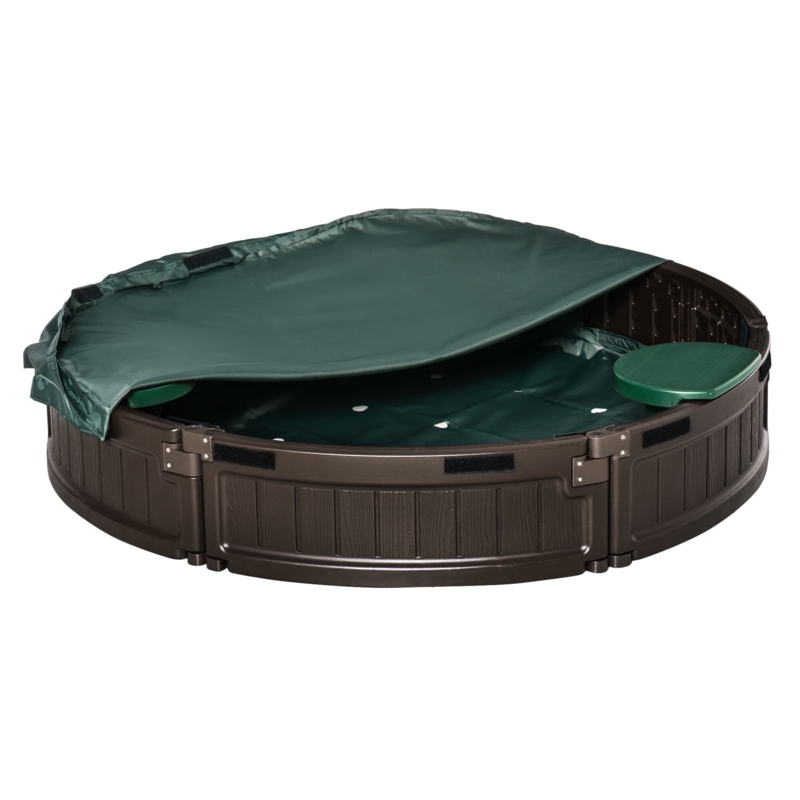 Outsunny Plastic Round Sandbox with Cover