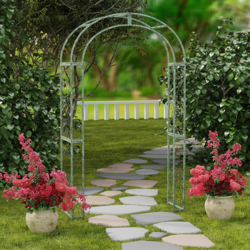 Pagan 48.5'' W x 18.5'' D Iron Arbor in Antique Green