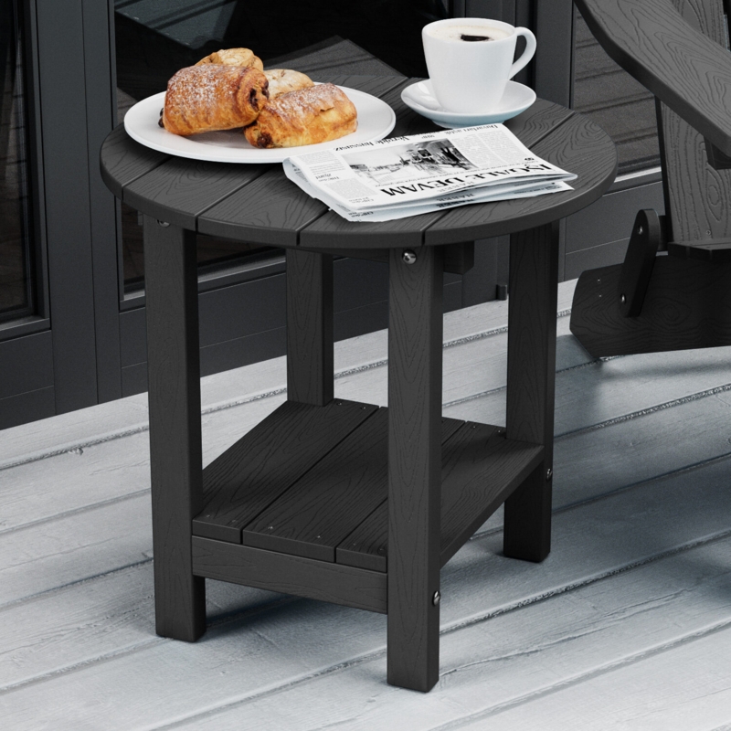 Patio Outdoor Round Adirondack Plastic/Resin Side Table Weather Resistant End Table