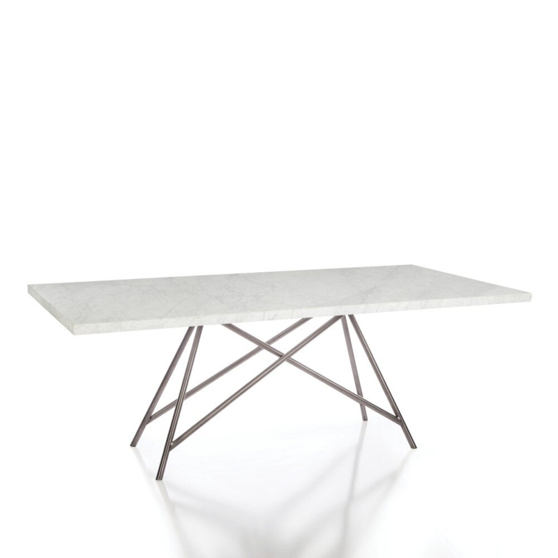 Philadelphia Marble Top Metal Base Dining Table