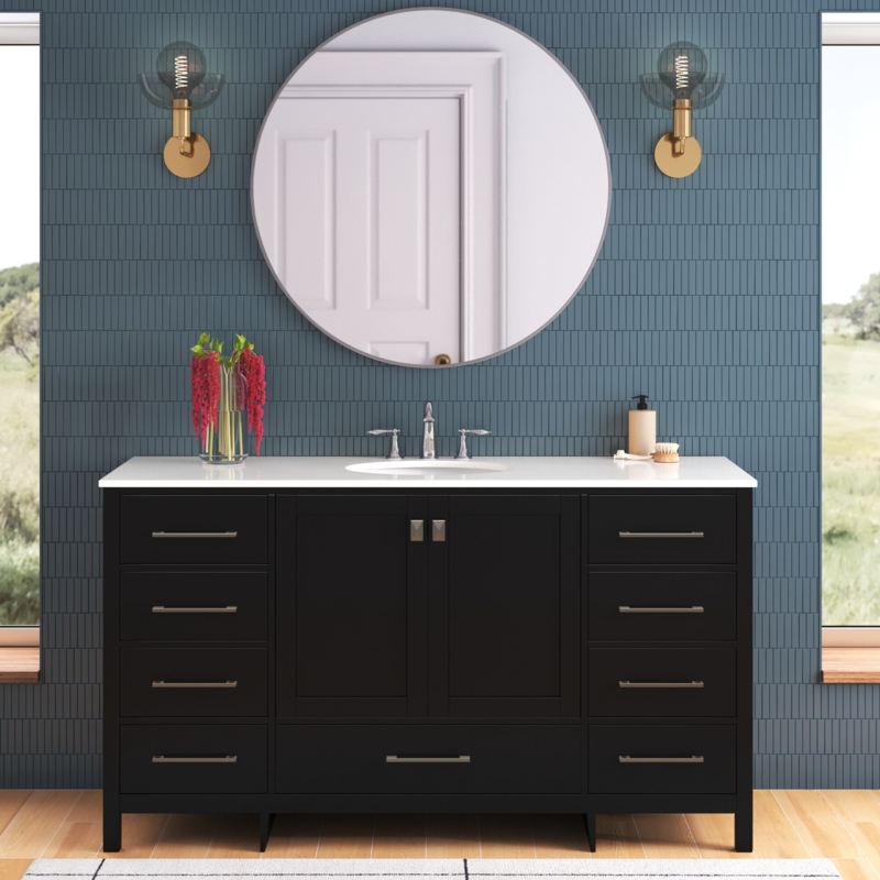 Piccirillo 60'' Single Bathroom Vanity with Engineered Marble Top