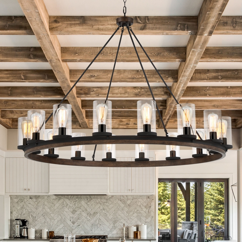 Pivot 16 - Light Dimmable Wagon Wheel Chandelier