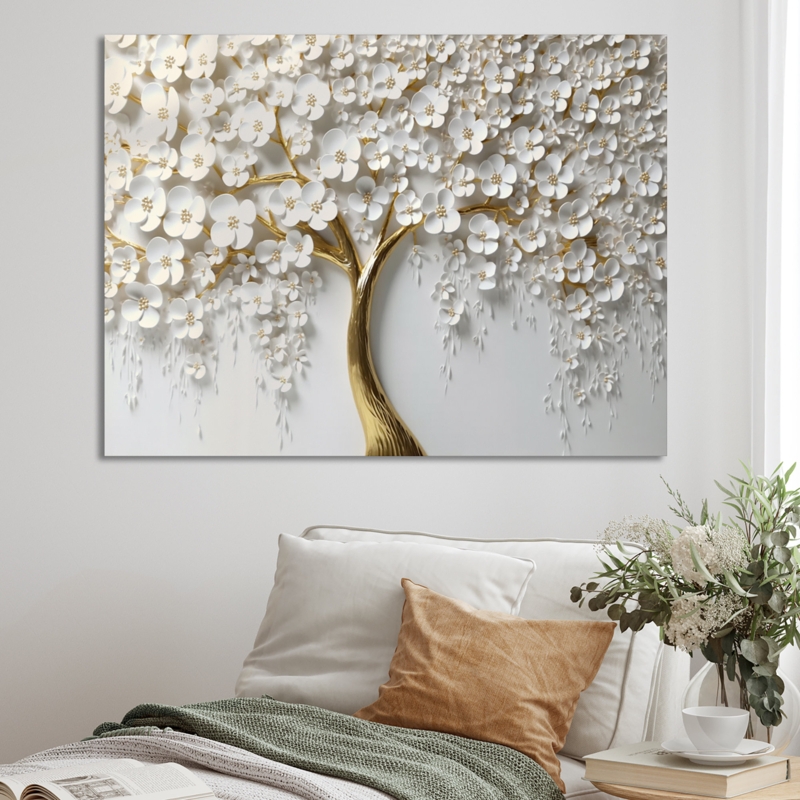 Plainfield " White Orchid Tree Garden Of Branches III " Print on Canvas