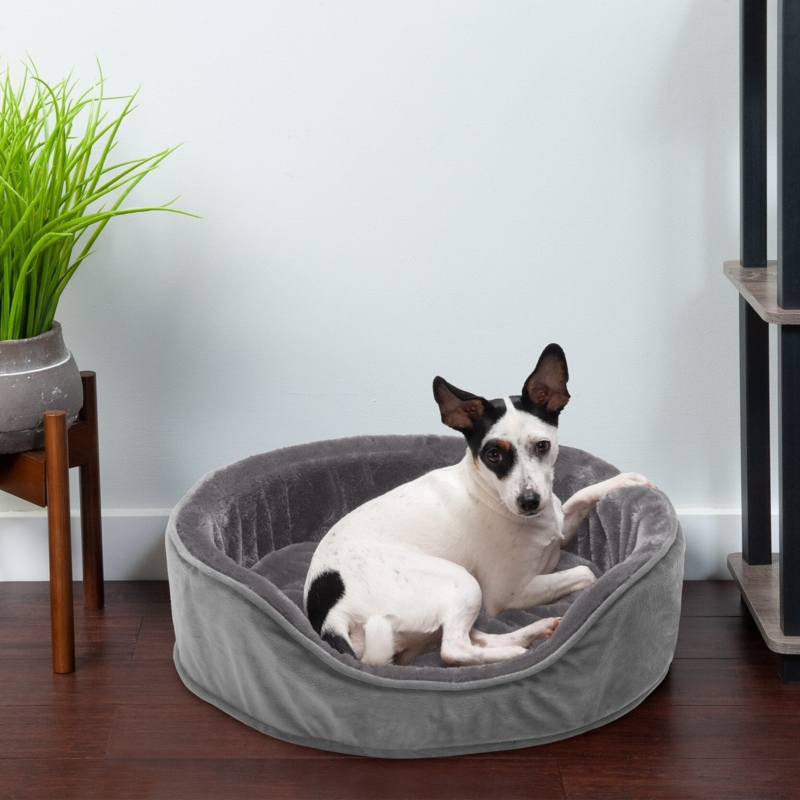 Plush & Velvet Oval Dog Bed