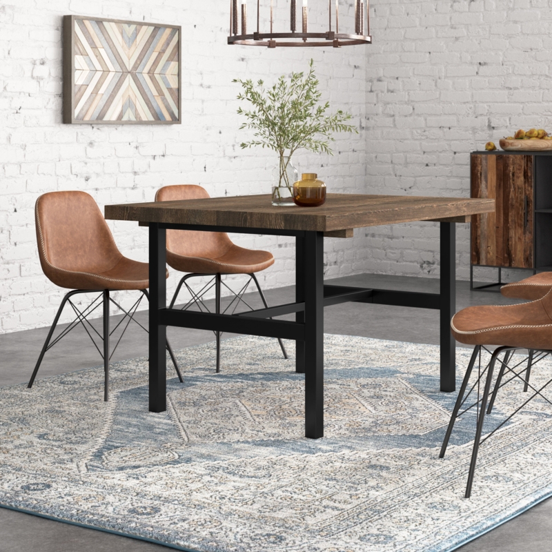 Pomona 48" Wide Rustic Industrial Solid Wood and Metal Frame Rectangular Dining Table