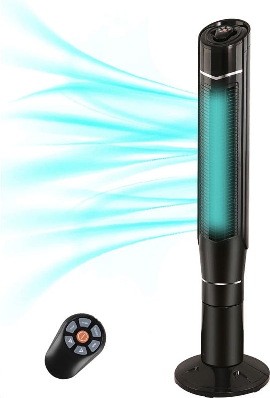 R.W.FLAME 360 Degree Oscillating Tower Fan with Quiet Cooling, 24H Timer, Remote Control, 8 Wind Speed