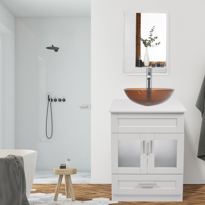 Romford 20'' Single Bathroom Vanity with Manufactured Wood Top with Mirror