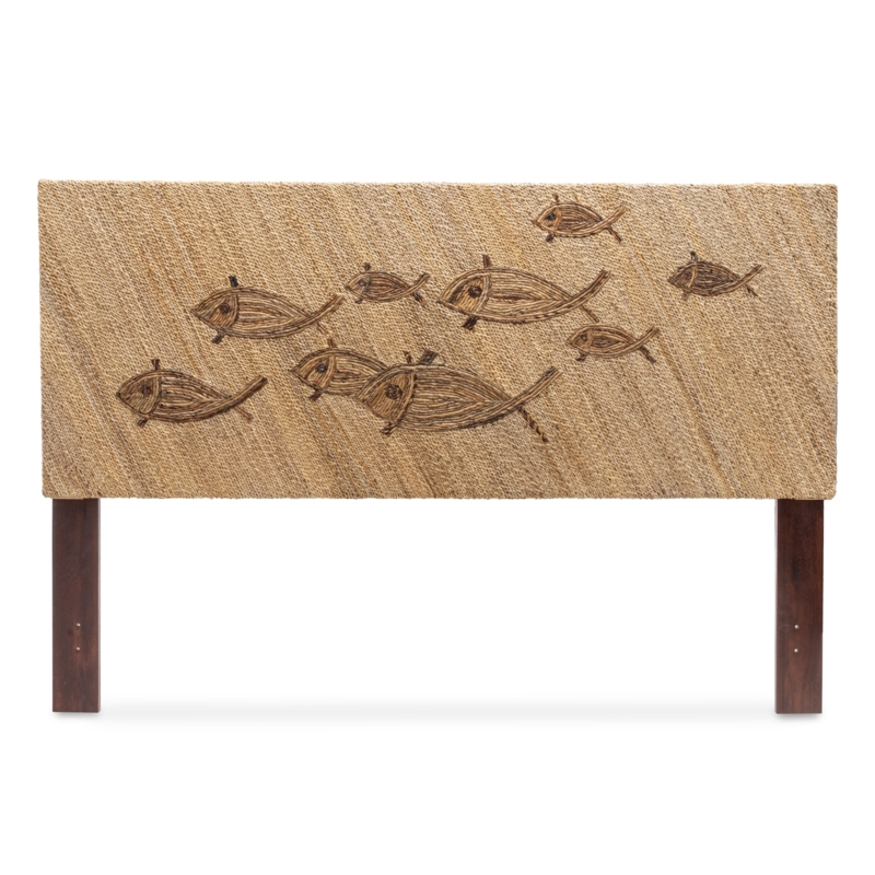 Romo Wicker Rattan Fish Natural Panel Headboard