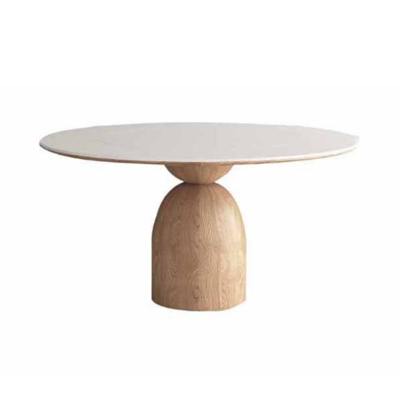 Round Solid Wood Base Dining Table