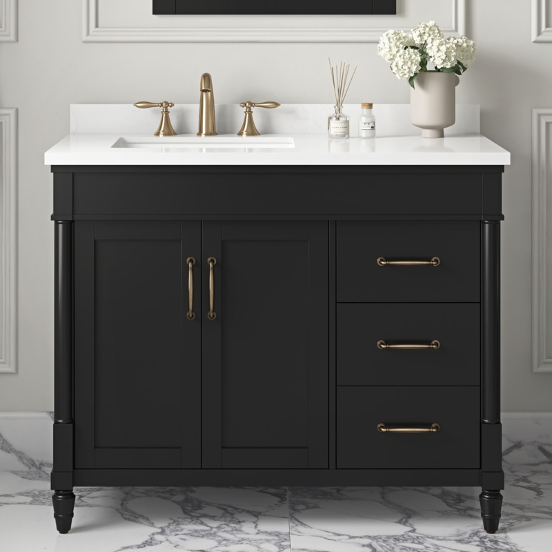 Salisbury 42 In Single Off Centered Sink Bathroom Vanity In Pure White