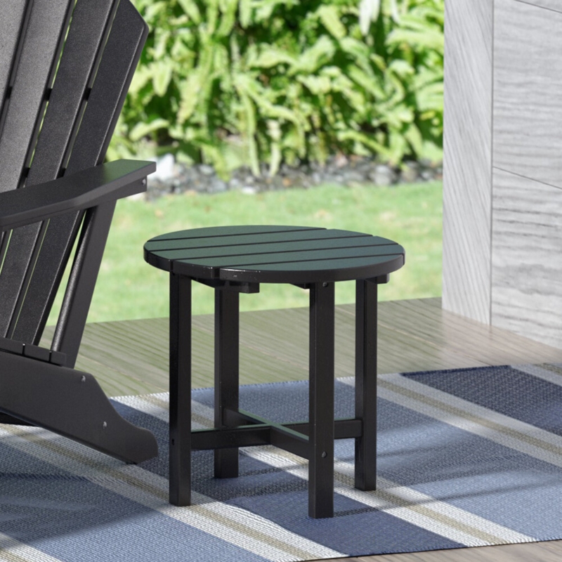 Salvo All-weather Patio Round Adirondack HDPE Plastic /Resin Outdoor Side Table
