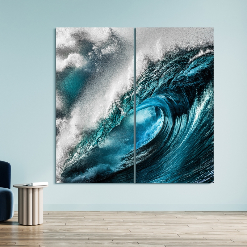 Sapphire Sea On Glass 2 Pieces Print