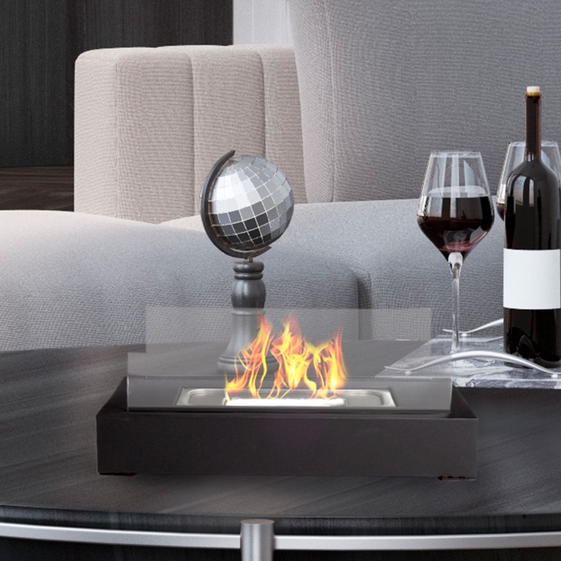 Set Of 2 Bio Ethanol Ventless Tabletop Fireplaces