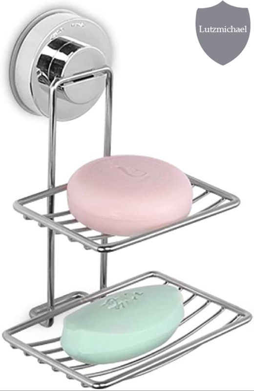 Soap Dish for Shower with Suction Cup, Shower Soap Holder, Stainless Steel Bar Soap Holder, Soap Holder for Shower Wall, Soap Dishes for Bathroom, Soap Bar Holder Adhesive No Drilling