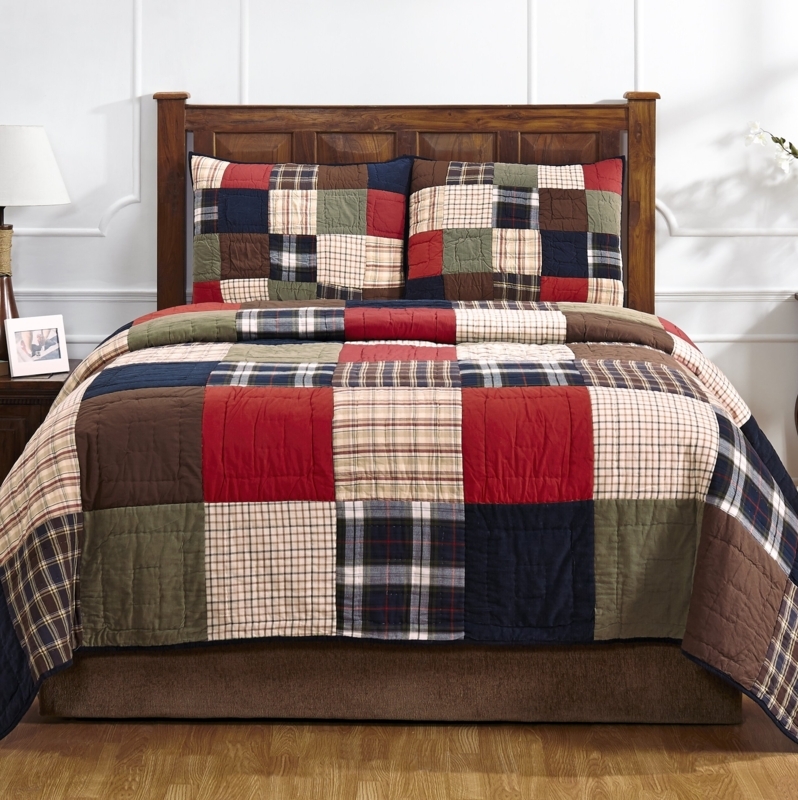 Soho Farmhouse / Country Cotton Flannel Patchwork Quilt Set