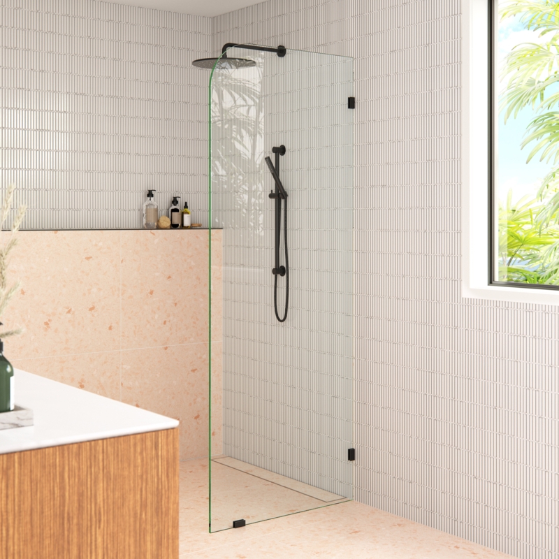 Solaris 32 in. x 78 in. Fully Frameless Radius Single Fixed Shower Panel