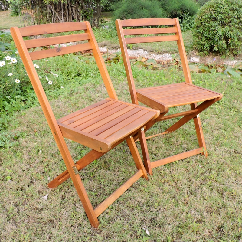 Solid Wood Patio Folding Chair Folding Chair Set (Set of 2)