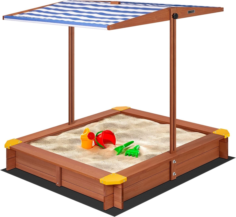 Specstar 46.5'' x 46.5'' Solid Wood Square Sandbox with Cover