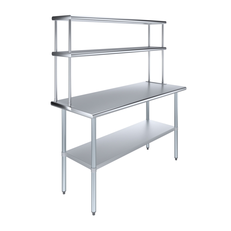 Stainless Steel Top Workbench With 2 Tier Shelf