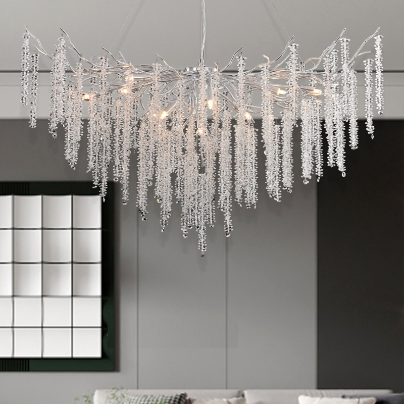 Subira Modern Chandelier Crystal Light Fixture, Luxury Crystal Pendant Lamp, Round Lamp