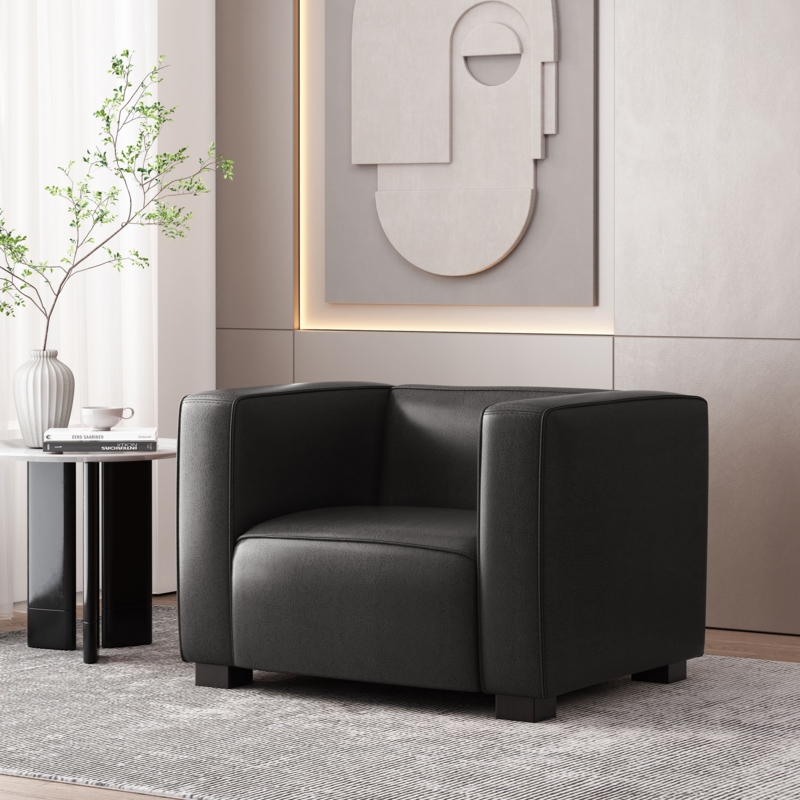 Suheil Faux Leather Club Chair