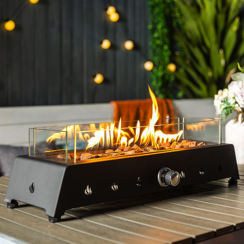 Tabletop Gas Fireplace Metal Propane Fire Pit with Flame Guard and Quick Connector