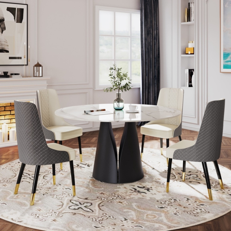 Teferi Modern Round White Dining Table
