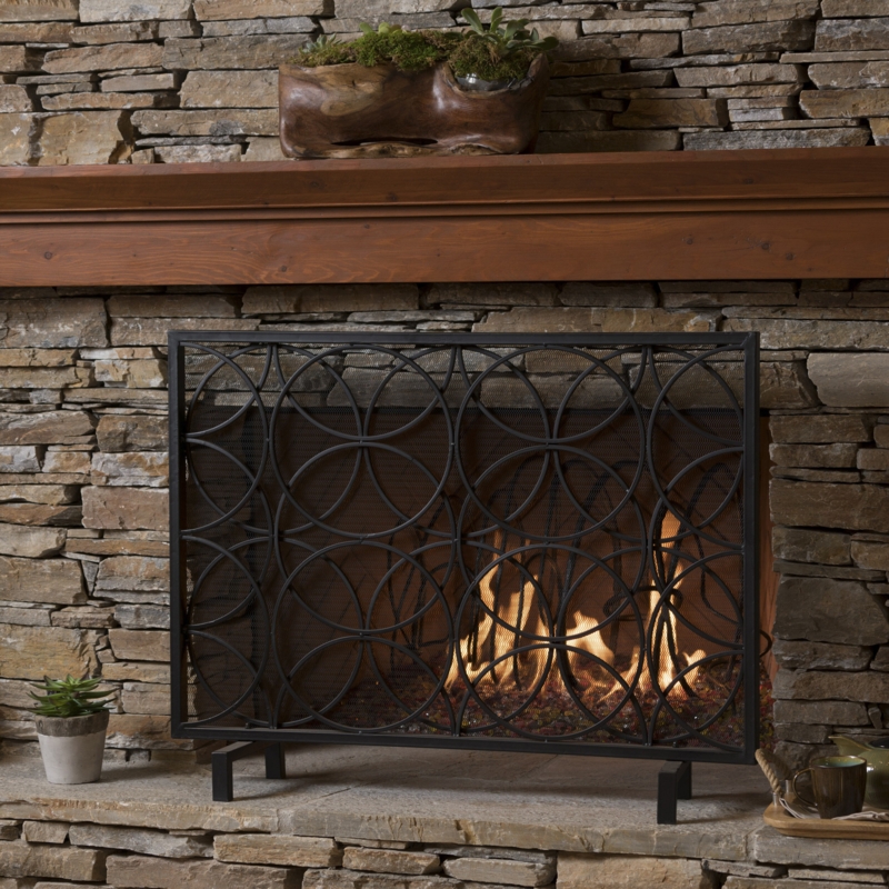 Thayer Single Panel Iron Fireplace Screen
