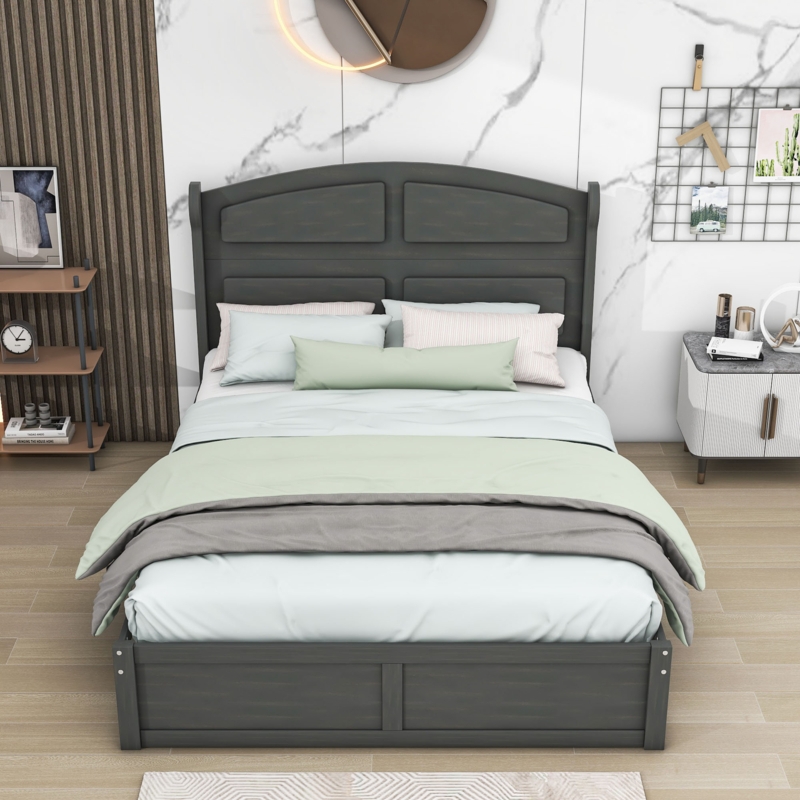 Tiaria Queen 2 Drawers Wood Platform Bed with Twin Size Trundle
