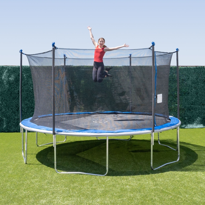 Trujump 14' Round Trampoline with Safety Enclosure & with Lifetime Warranty on Jump Mat