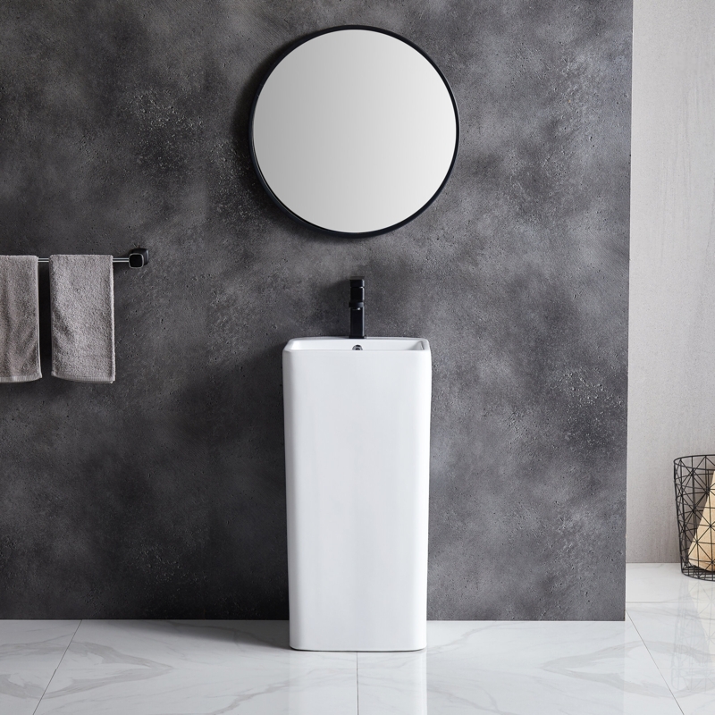 Turner 16" W x 33" H Vitreous China Modern Square Bathroom Pedestal Sink with Overflow