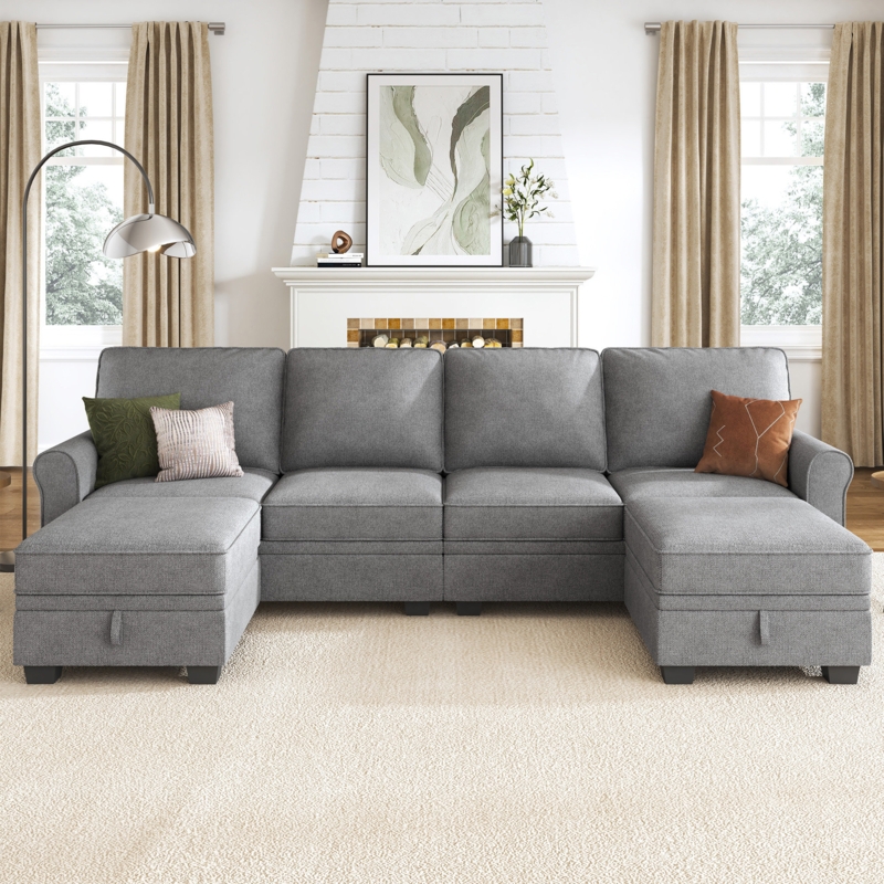 U-shaped Sectional Reversible Storage Sectional Sofa
