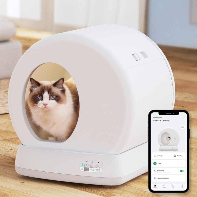 UBPET Automatic, Self-Cleaning Litter Box with App u0026 Camera for Multiple Cats