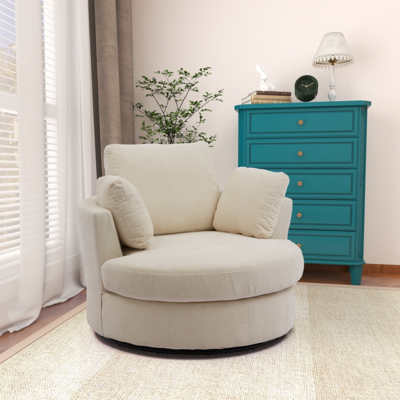 Upholstered Swivel Barrel Chair
