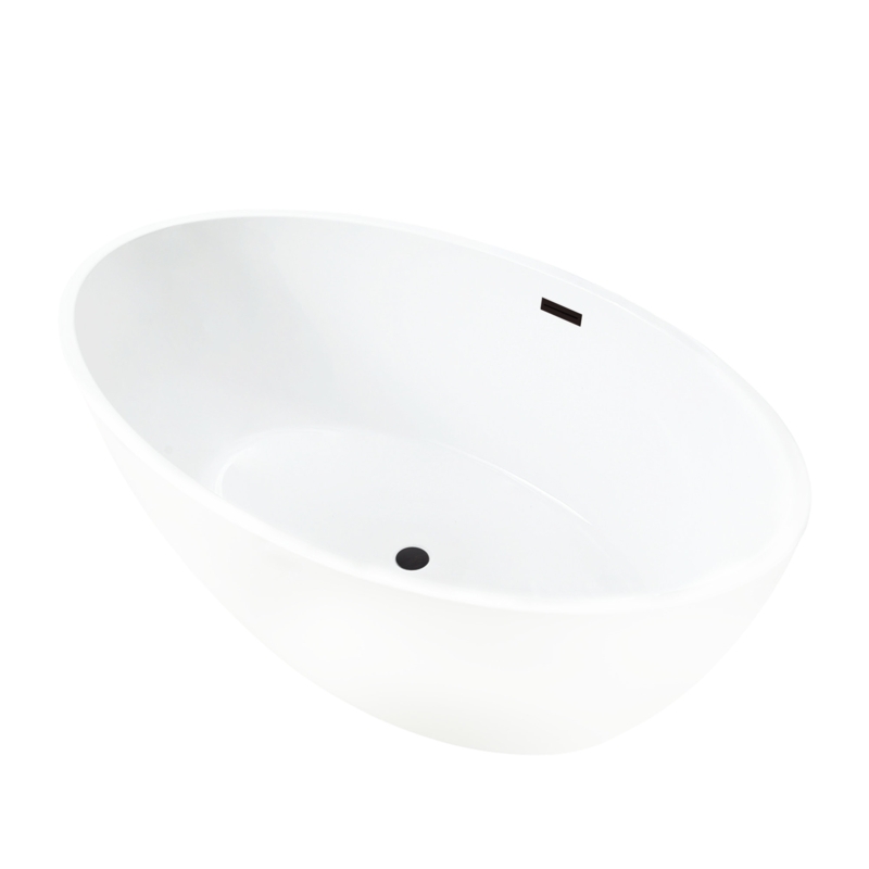 Vanity Art 59" X 32" White Acrylic Freestanding Bathtub