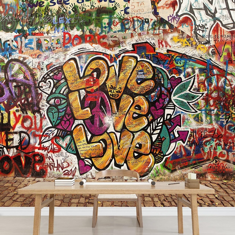 Vibrant Graffi Street Paint Peel & Stick Abstract Wallpaper