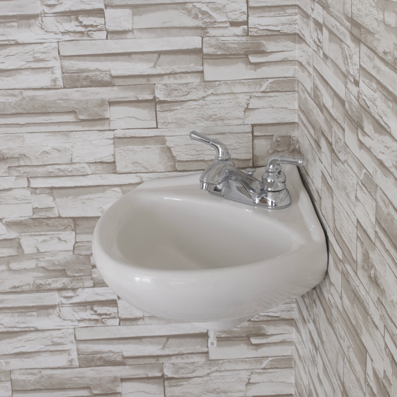Vitreous China Corner Bathroom Sink with Overflow