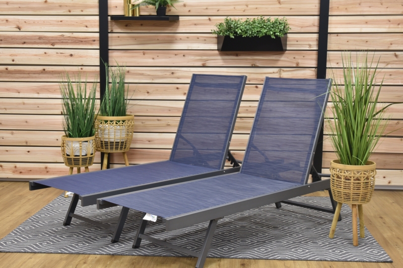 Vivere Keilia Aluminum Urban Sun Lounger Set Made with Premium Phifertex Outdoor Fabric