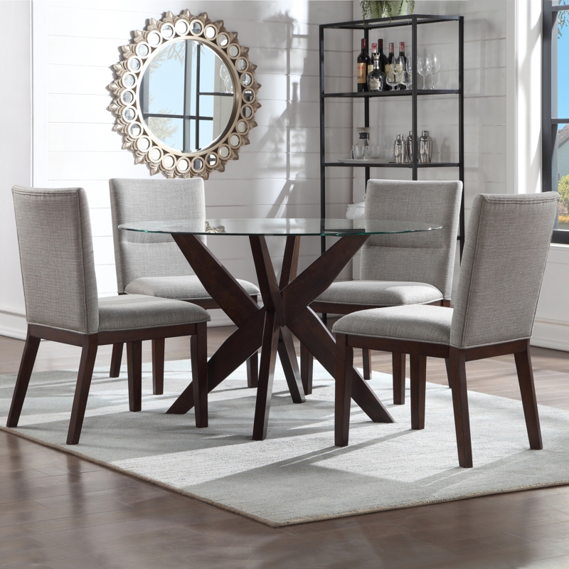 Vosburg 5 - Piece Glass Top Pedestal Dining Set