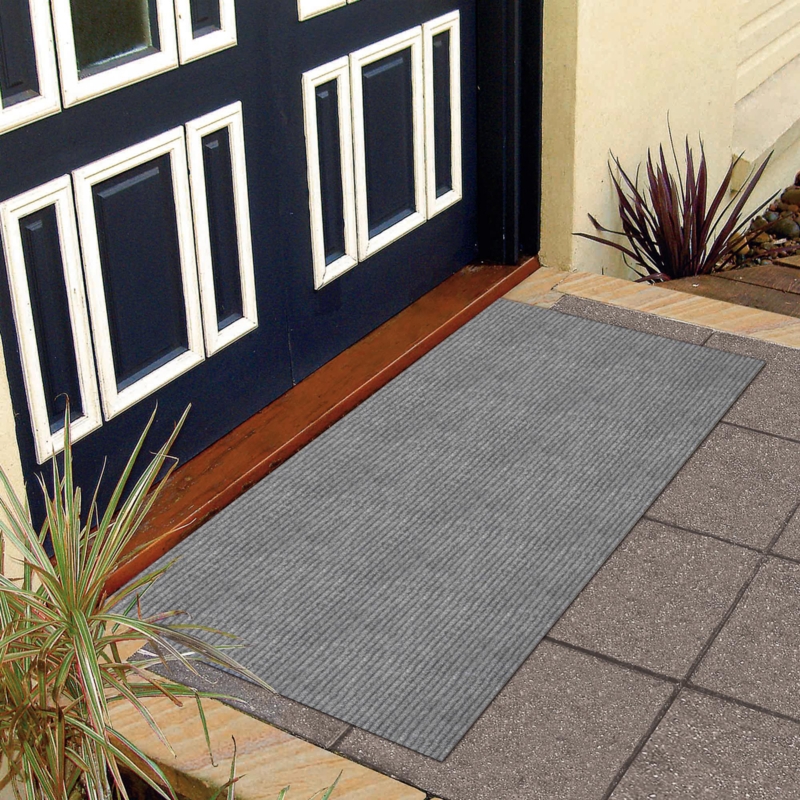 Waterproof Non-Slip Rubberback Ribbed Gray Indoor/Outdoor Utility Long Hallway Runner Rug