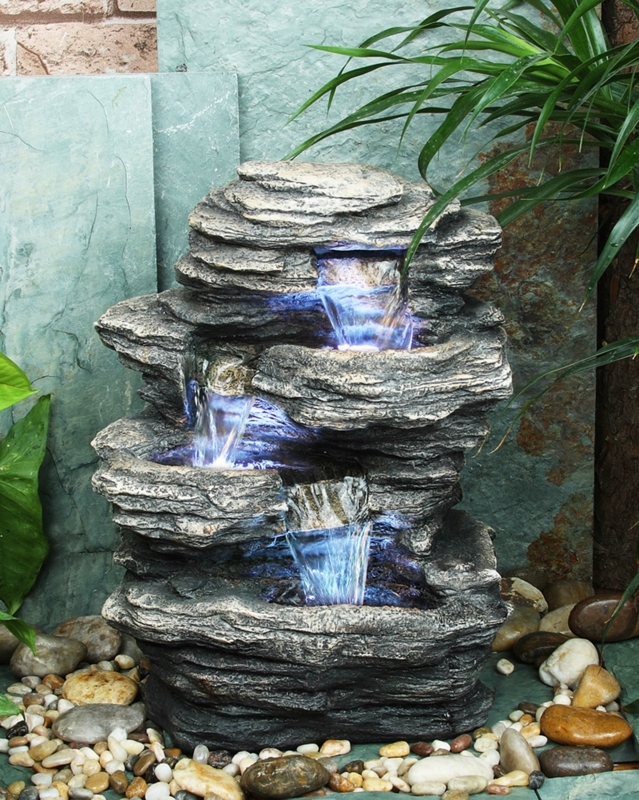 Weather Resistant Floor Fountain with Light