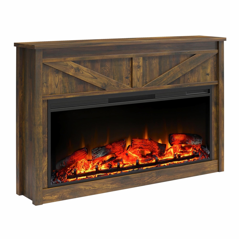 Wide Modern Farmhouse Mantel with Electric Fireplace