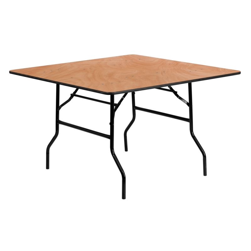 Wofford Square Wood Folding Banquet Table with Powder Coated Wishbone Legs