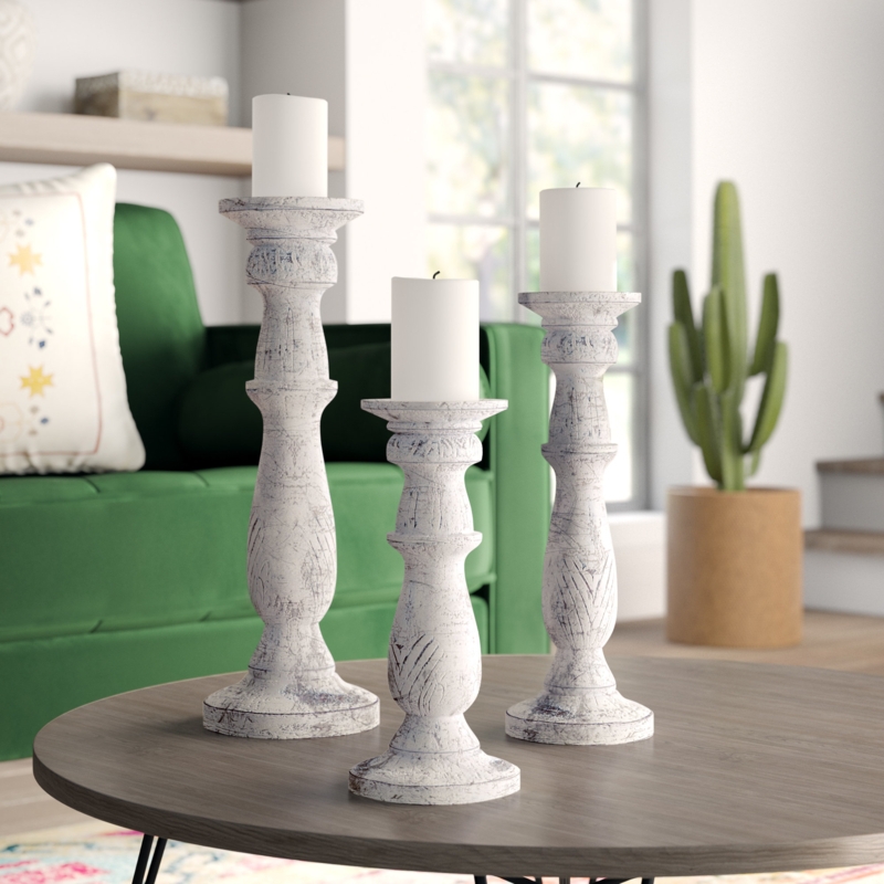 Wood Tabletop Candlestick