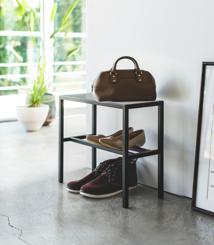 Yamazaki Home 2-Tier Entryway Shoe Organizer, Steel