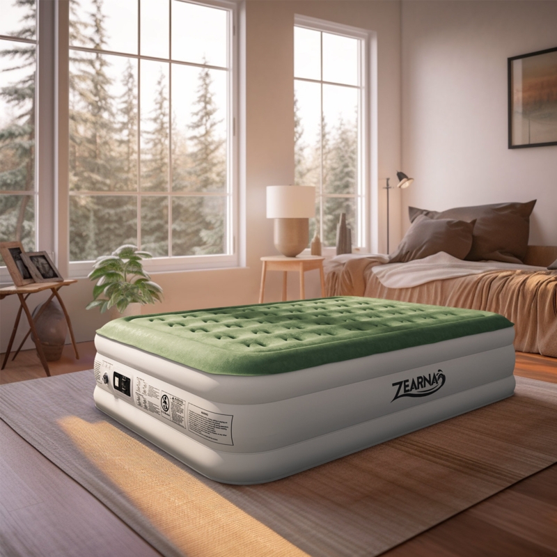 Zearna 18 inch Inflatable Queen Size Air Mattress with Built-in Pump
